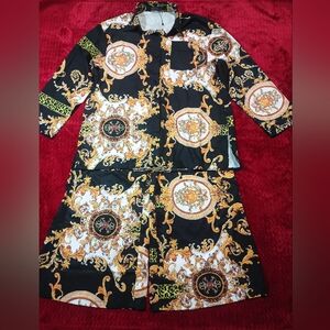 Zanzea Women Black and Gold Set Bottoms Long Sleeve Top .(Excellent Condition)